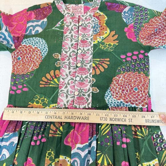 Mod's Mahal Boho Floral Tiered Maxi Dress Size XS Green Multi Tropical Resort - Picture 11 of 13